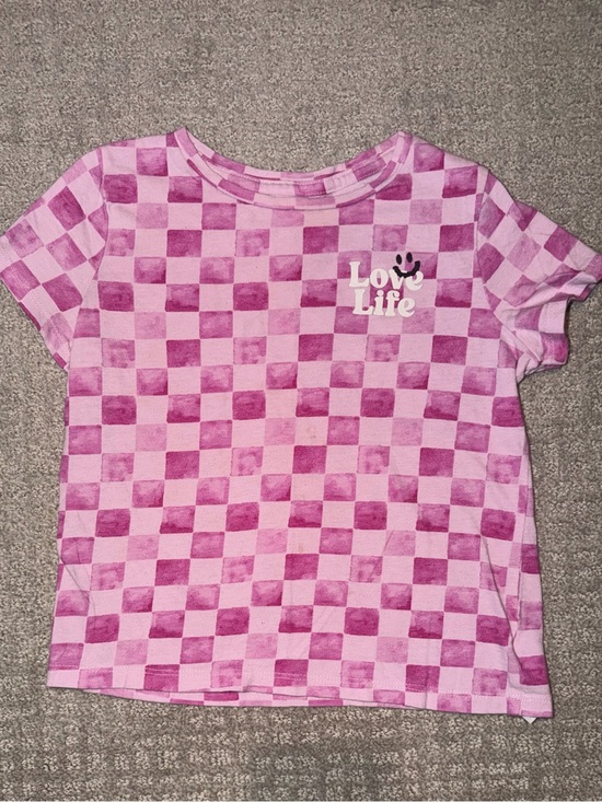 Old Navy Other - Kids Pink Checkered ”Love Life” Shirt Size S